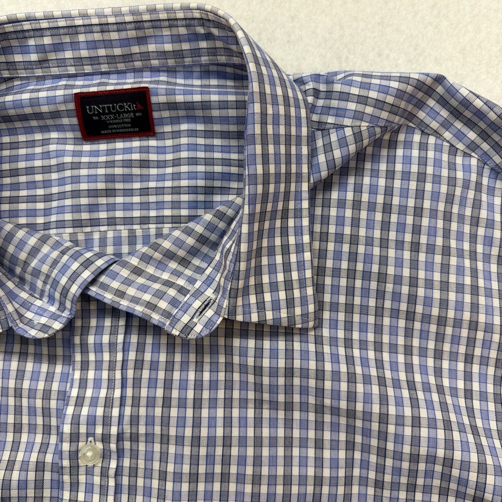 UNTUCKit Durif WF Reg Fit Men's XXXL Long Sleeve Button Up Blue Plaid 01096 - Picture 1 of 13